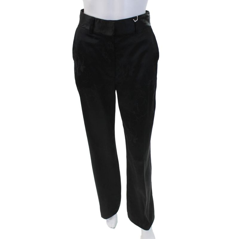 Misa Womens Remi Satin High Rise Floral Wide Leg Trousers Black Size Xs